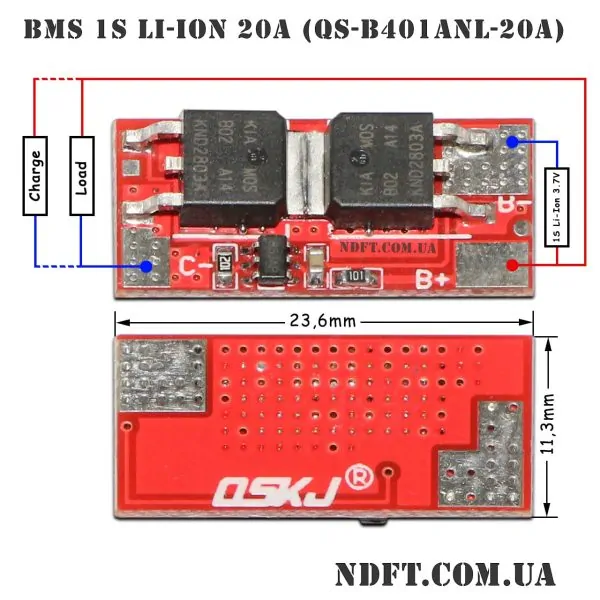 BMS 1S Li-Ion 20A QS-B401ANL-20A 01