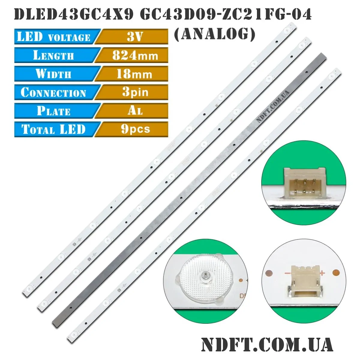 LED подсветка DLED43GC4X9 GC43D09-ZC21FG-04 analog 01