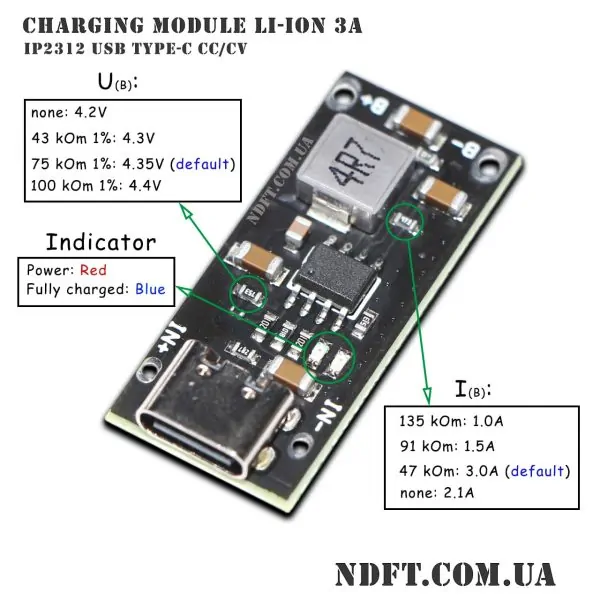 Модуль зарядки Li-ion IP2312 USB-C 01