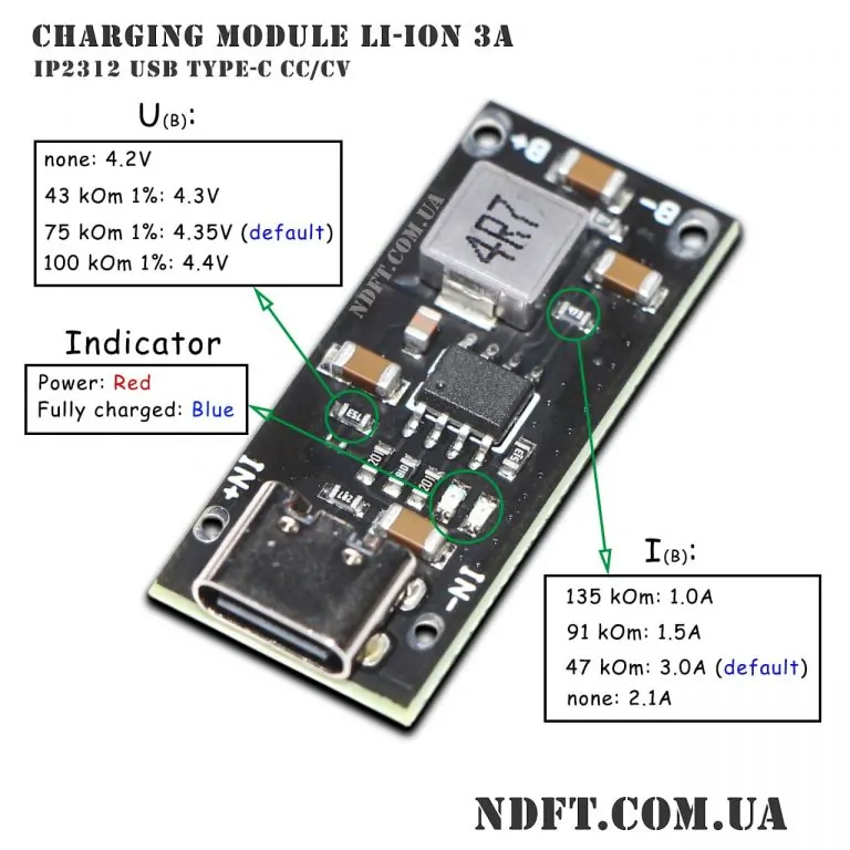 Модуль зарядки Li-ion IP2312 USB-C 01