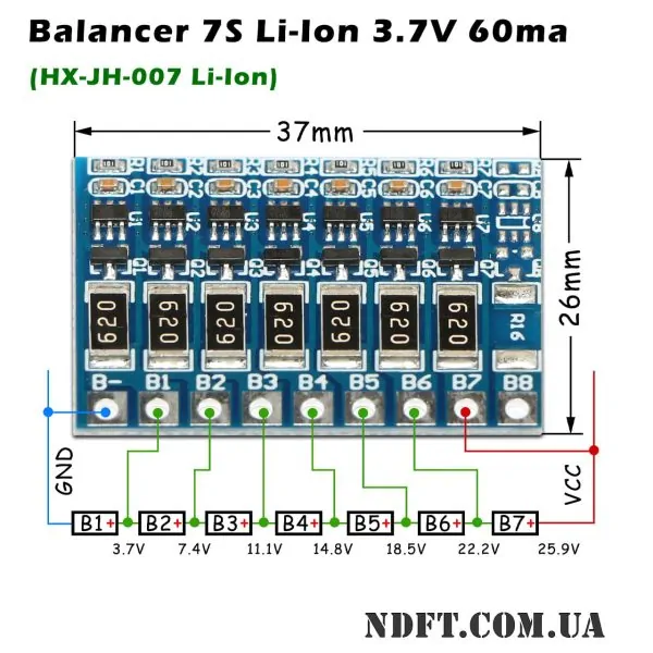 Модуль балансировки Li-ion 1-4S 3,7V 60mA на HY2213-BB3A (HX-JH-007) 01