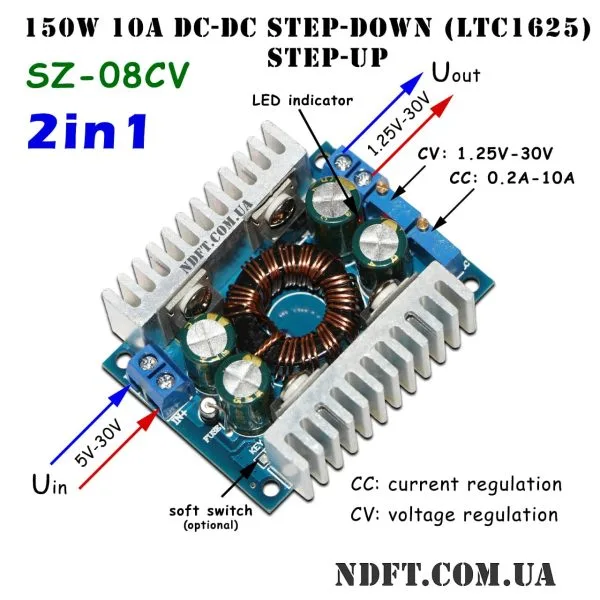 Понижающий/повышающий DC-DC 150W 10A CC/CV на LTC1625 SZ-08CV 01