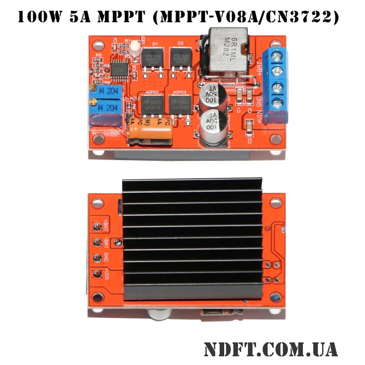 Модуль MPPT 5А 100W 8-28V CV для солнечной панели и зарядки аккумулятора MPPT-V08A на CN3722 02