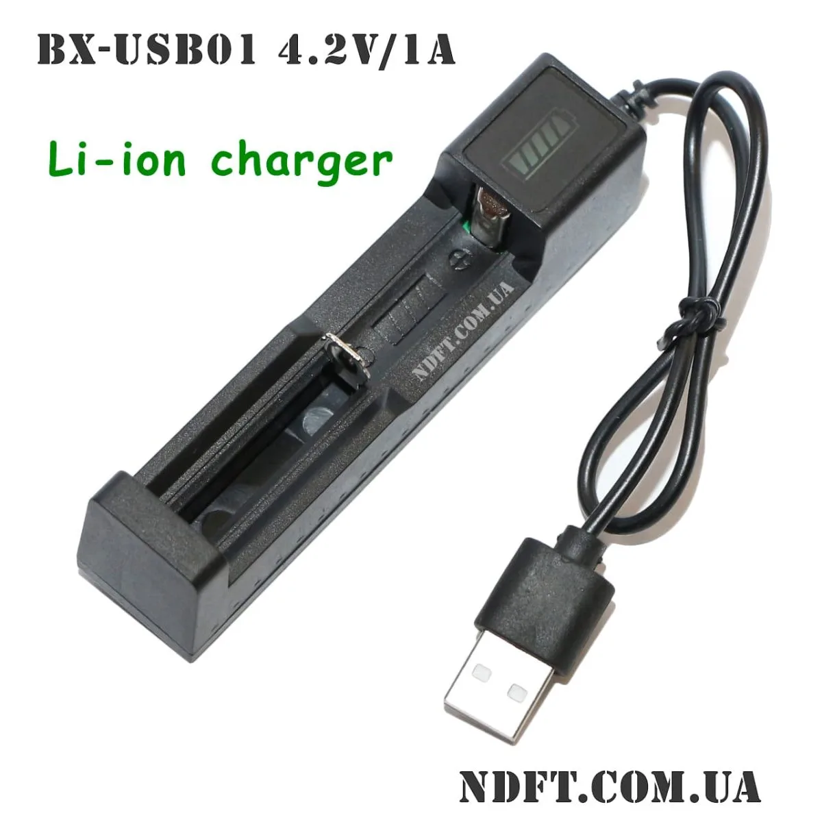 BX-USB01 4.2V/1A 1xLi-ion – Зарядное устройство для аккумуляторов 10440-18650 01