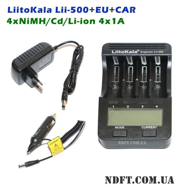 LiitoKala Lii-500+EU+CAR 4xNiMH/Cd/Li-ion 4x1A – Зарядное устройство для аккумуляторов (тест ёмкости, внутр. сопротивления) 01