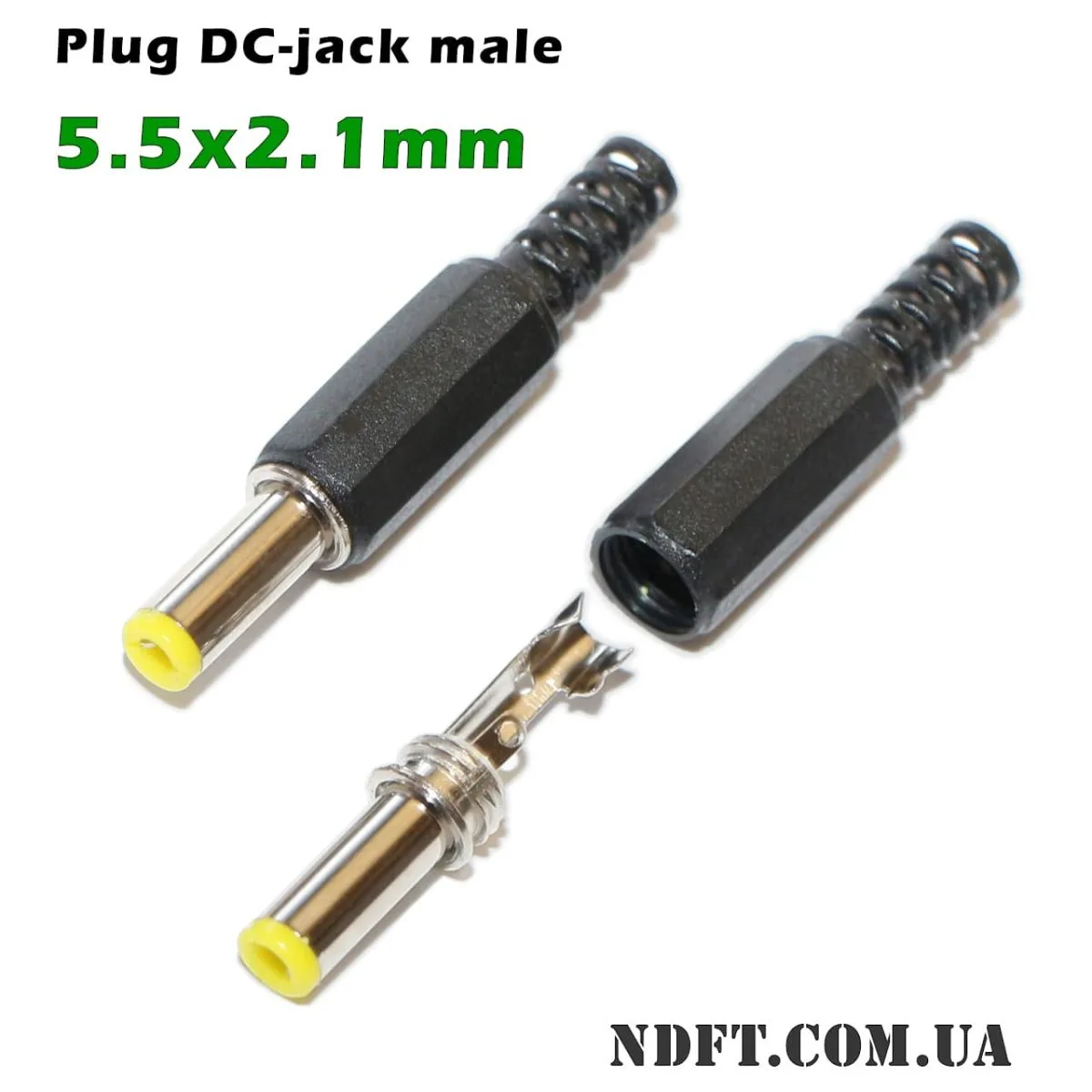 Штекер живлення DC-jack 5.5х2.1mm (50mm) пластиковий корпус 01