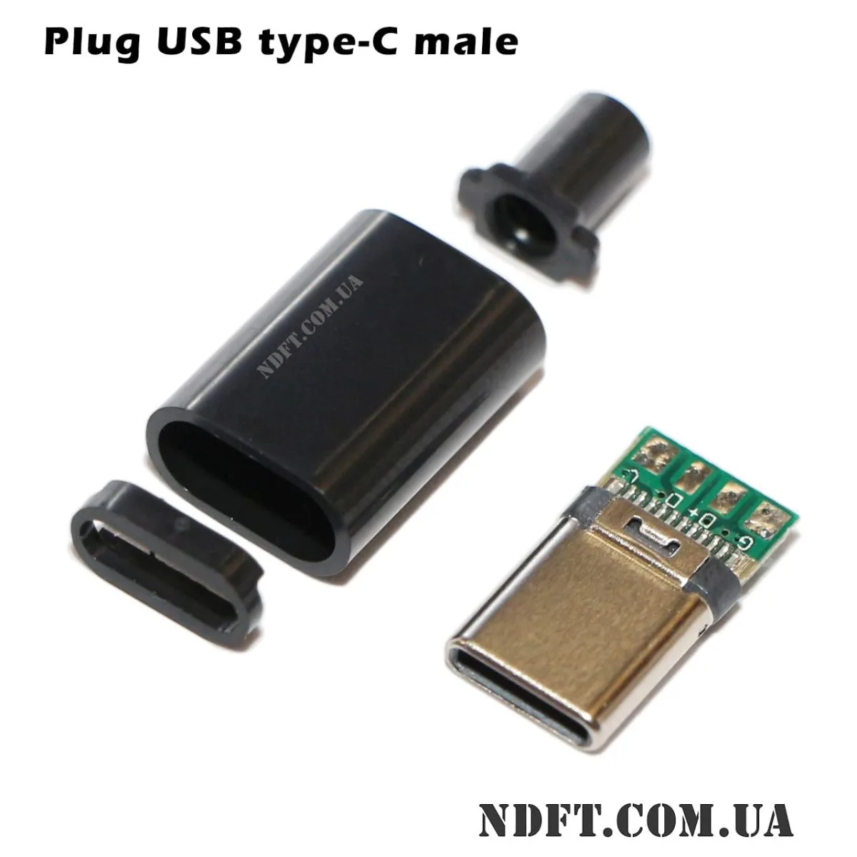 Штекер USB type-C (male/тато) + пластиковий корпус чорний (XN005-56) 01