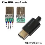 Штекер USB type-C (male/папа) + пластиковый корпус чёрный (XN005-56) 03