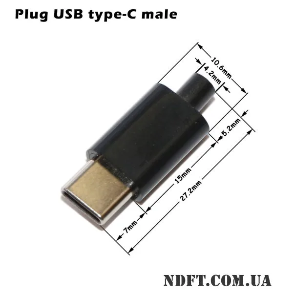 Штекер USB type-C (male/папа) + пластиковый корпус чёрный (XN005-56) 02