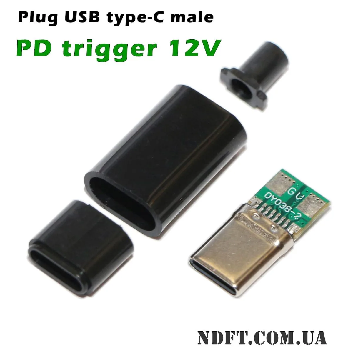 Штекер USB type-C з PD тригером 12V 60W + пластиковий корпус (DY038-2 на HUSB238) 01