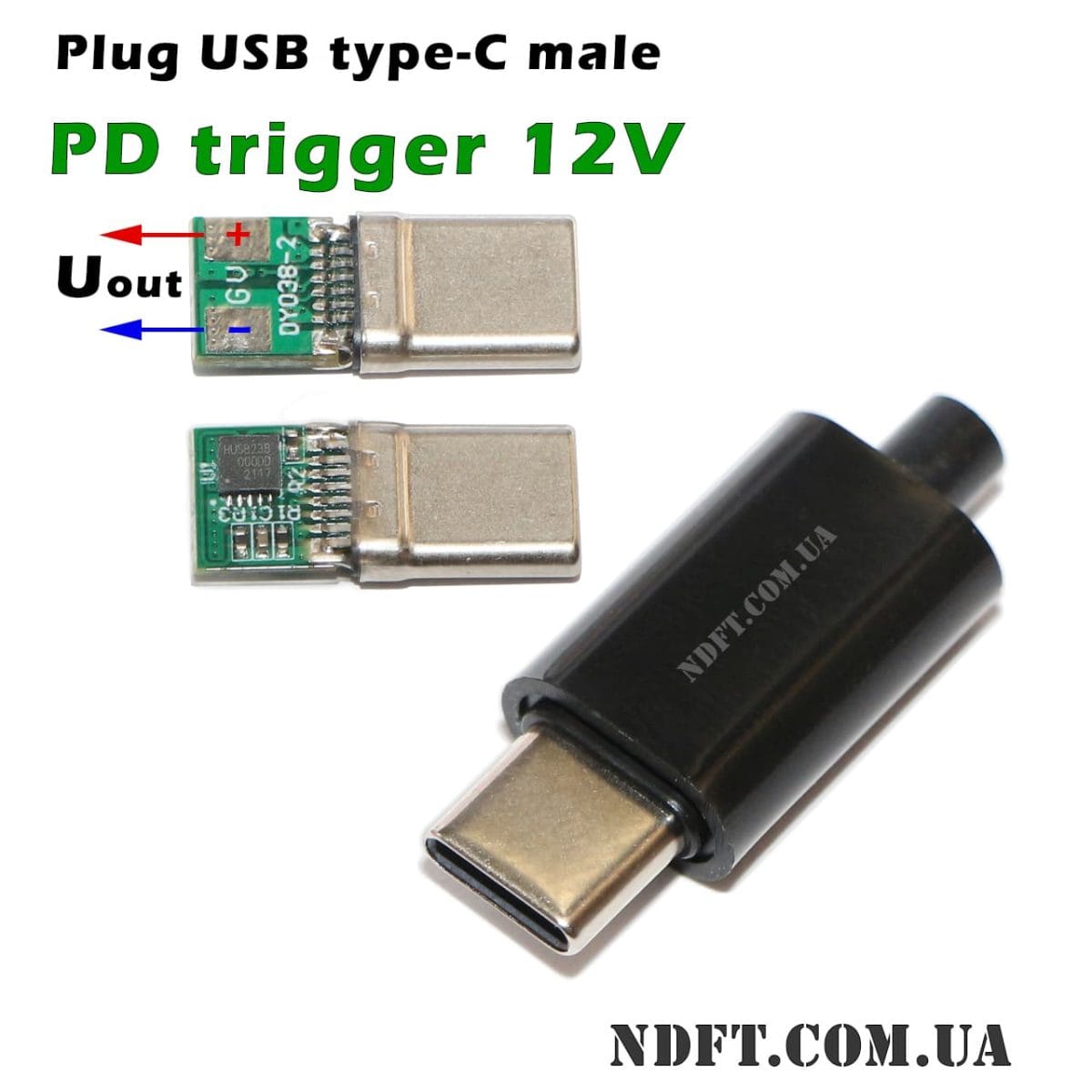 Штекер USB type-C с PD триггером 12V 60W + пластиковый корпус (DY038-2 на HUSB238) 03