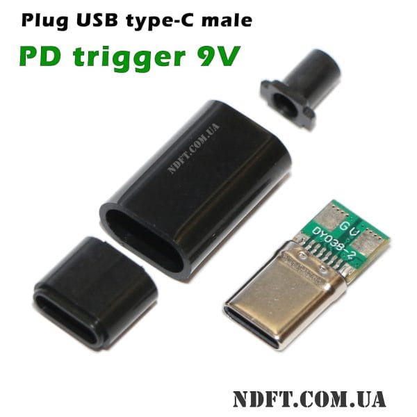 Штекер USB type-C с PD триггером 9V 45W + пластиковый корпус (DY038-2 на HUSB238) 01