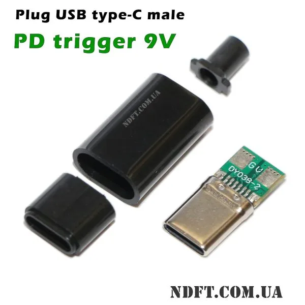 Штекер USB type-C з PD тригером 9V 45W + пластиковий корпус (DY038-2 на HUSB238) 01