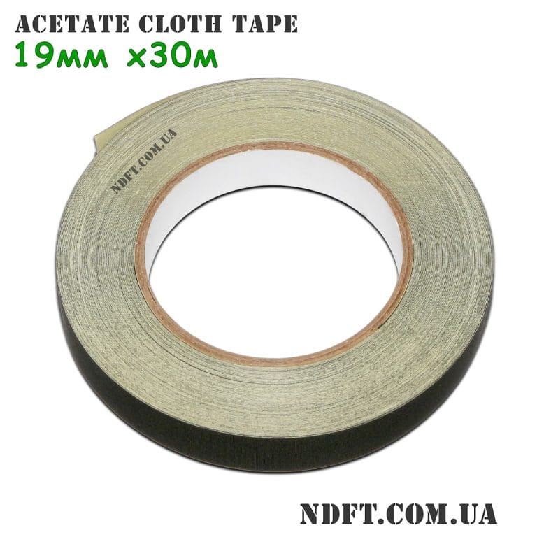 Скотч тканевый ацетатный 30m (19×0.2mm) черный (Acetate Cloth Tape) 01