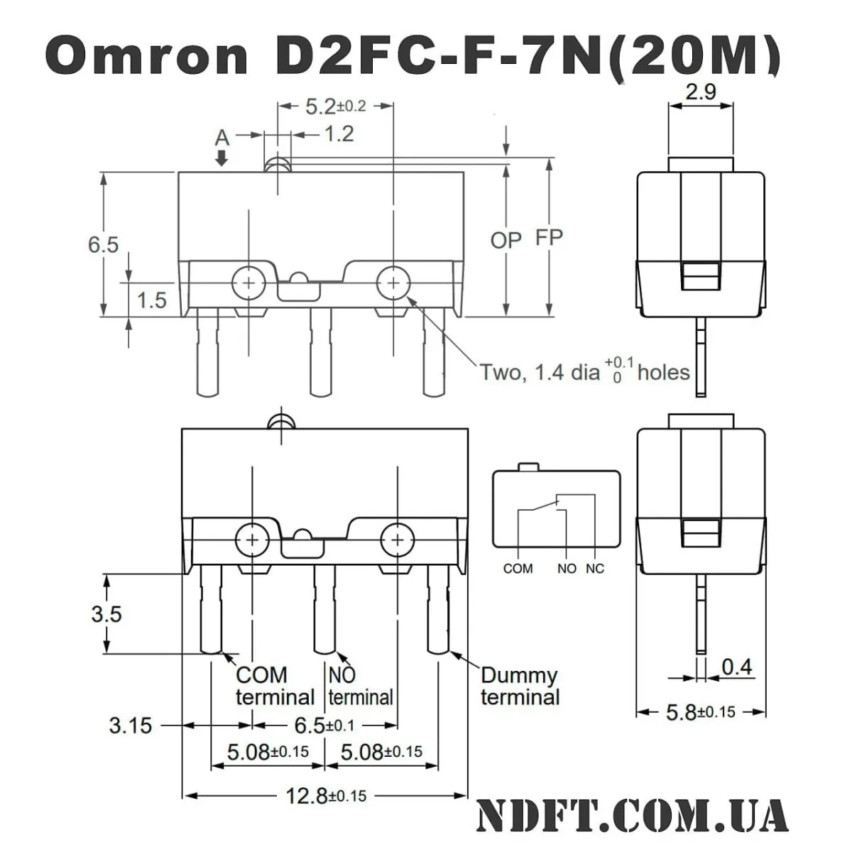 Мікроперемикач для мишки Omron D2FC-F-7N(20M) 003