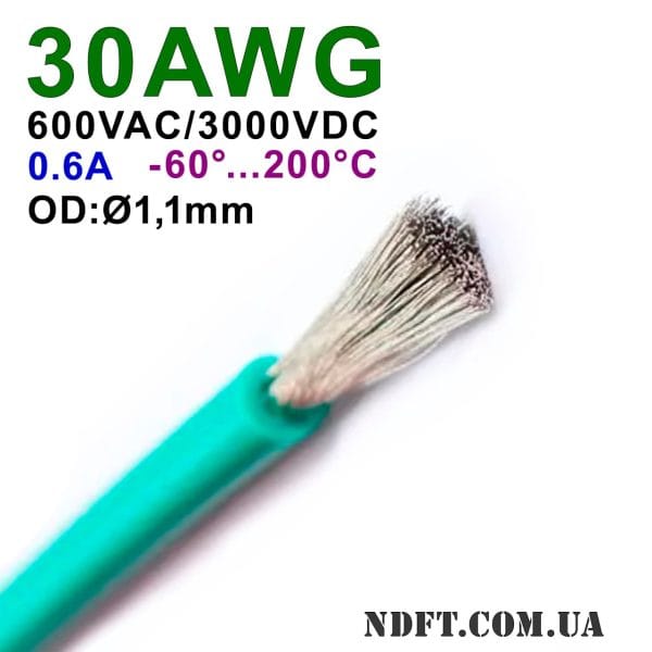Силиконовый кабель 10m 30AWG термостойкий многожильный (бирюзовый) 01