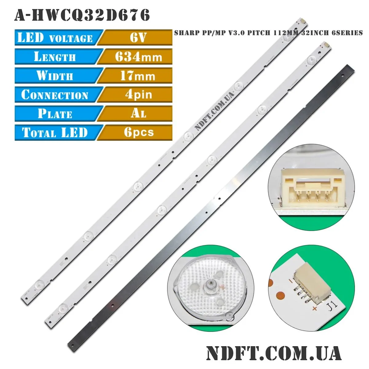 A-HWCQ32D676 RUNTKB436WJZZ 634mm 6LED 3V (Sharp PP/MP V3.0 Pitch 112mm 32inch 6Series PN