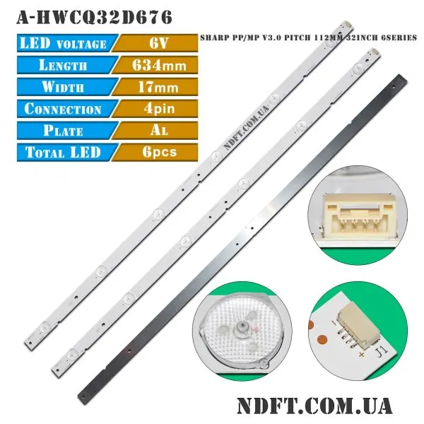 A-HWCQ32D676 RUNTKB436WJZZ 634mm 6LED 3V (Sharp PP/MP V3.0 Pitch 112mm 32inch 6Series PN