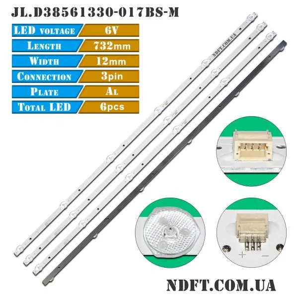 JL.D38561330-017BS-M (732mm 6V 6LED, Samsung L42SMC, H40E42, 42P39DW0, 42P39DW012) 01