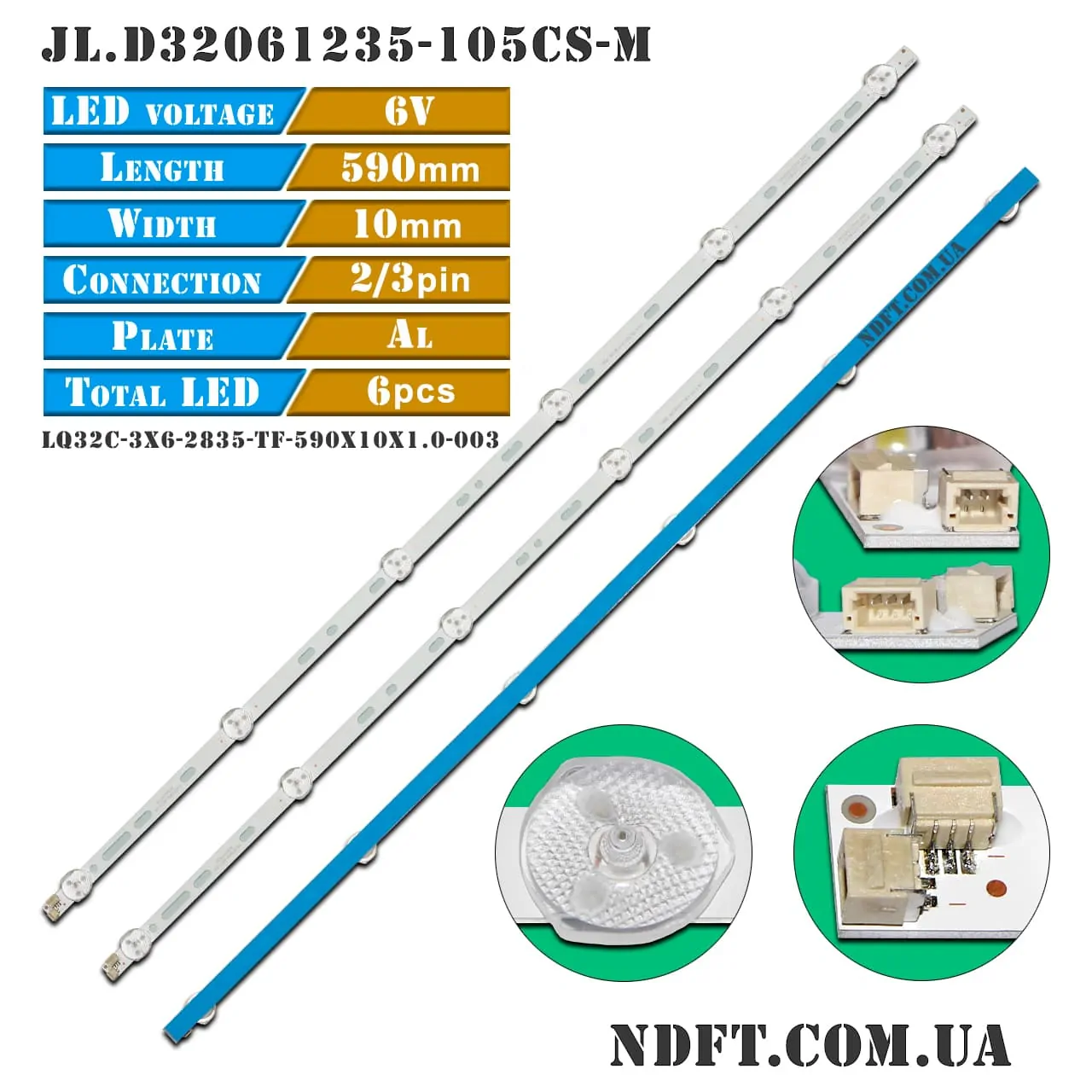 JL.D32061235-105CS-M (590мм, 6В, 6 led, LQ32C-3X6-2835-TF-590X10X1.0-003, RH-D32071235-01-6LED, LQ2C-3X6-2835-TF) 01