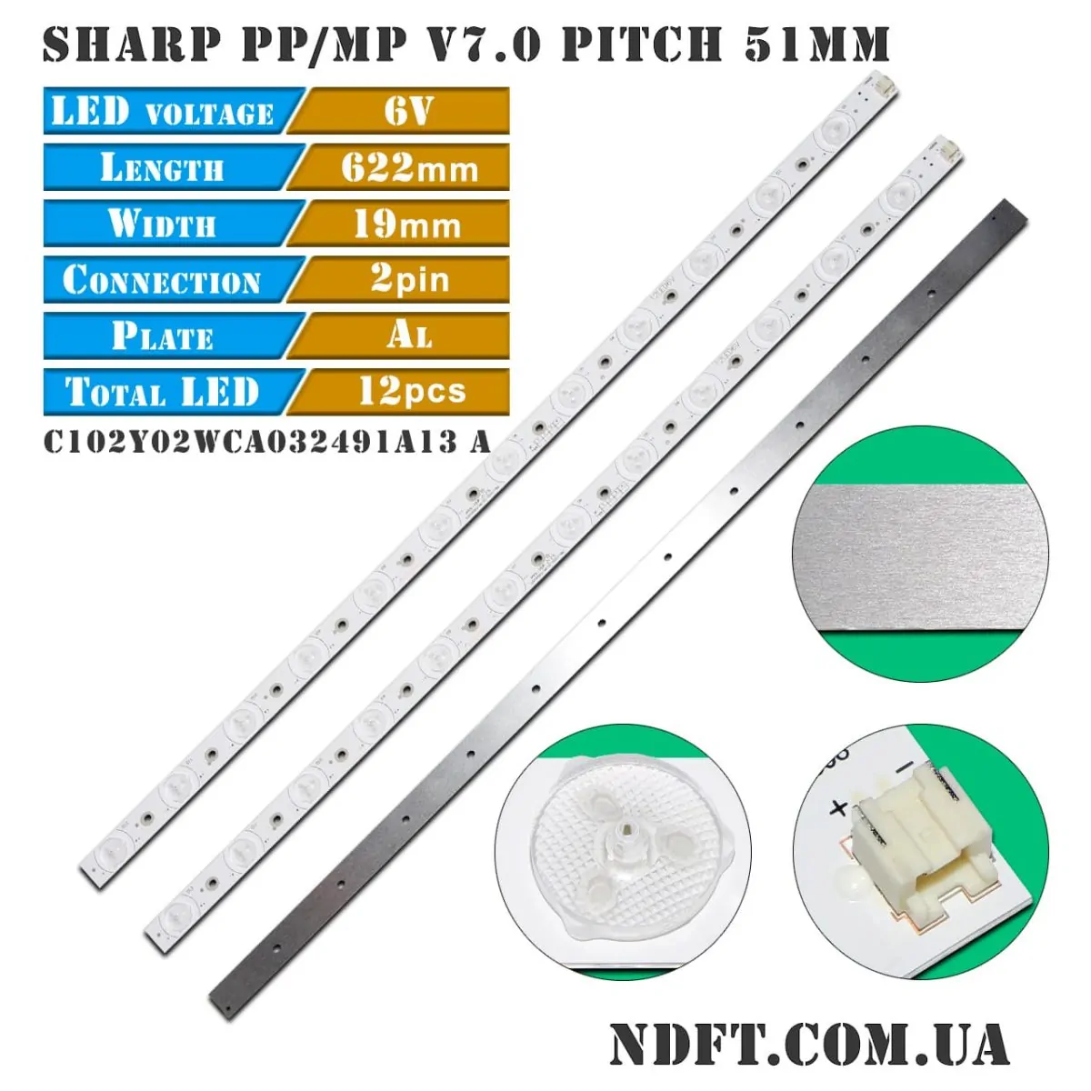 Sharp PP/MP V7.0 Pitch 51mm 12LED 6V (C102X28WCA034941A13A, C102Y02WCA032491A13A, HY-AZ320D1) 01