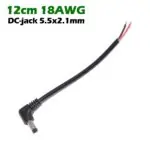 Кабель живлення зі штекером DC-jack 5.5x2.1mm male 18AWG 2PIN (12cm під пайку) – Фото №2