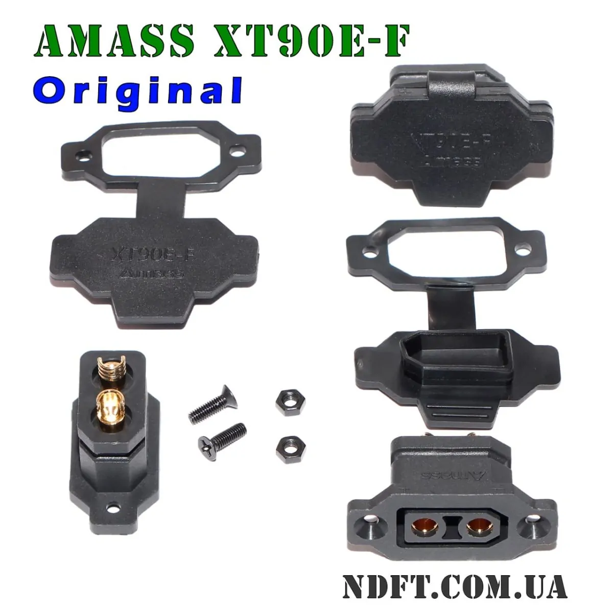 Amass XT90E-F 45/90A black Оригінал + заглушка – Роз'єм-розетка врізна (мама/female) – Фото №2