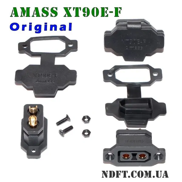 Amass XT90E-F 45/90A black Оригінал + заглушка – Роз'єм-розетка врізна (мама/female) – Фото №2