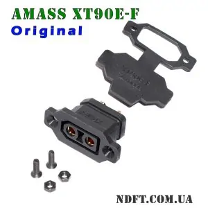 Amass XT90E-F 45/90A black Оригинал + заглушка – Разъем-розетка врезная (мама/female) – Фото №1