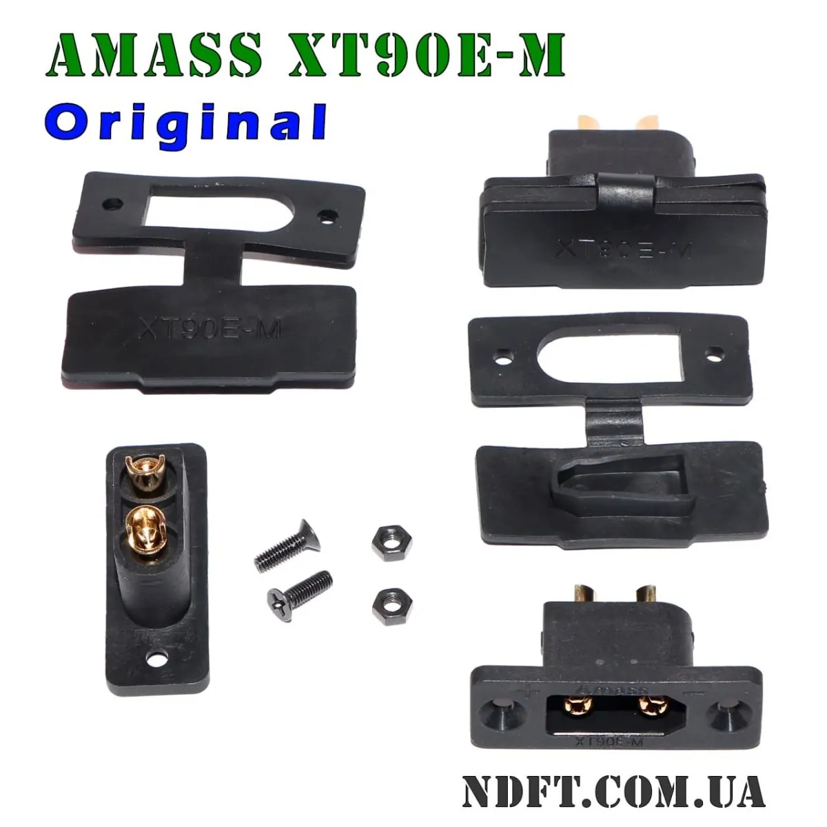 Amass XT90E-M 45/90A black Оригінал + заглушка – Роз'єм-штекер врізний (тато/male) – Фото №2