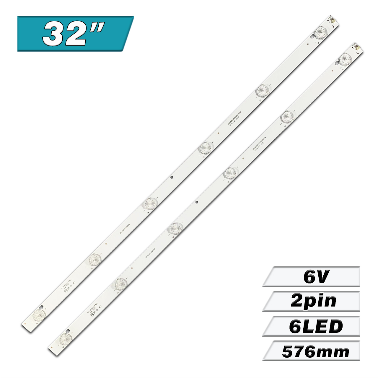 cc14315d576v03-2x6-3s2p-01 CC14315D576V03 2X6 3S2P (6LED 576mm 6V, DLED31.5DGJY 2X6 0004, JH-32LB-3030-2X6-JY) – LED подсветка TV 32″ (комплект) – Фото №1